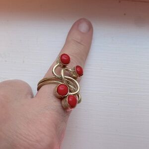 Modernist Coral 925 Silver Adjustable Ring